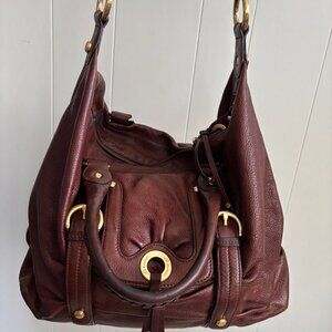 B Makowsky Leather Hobo Shoulder Bag